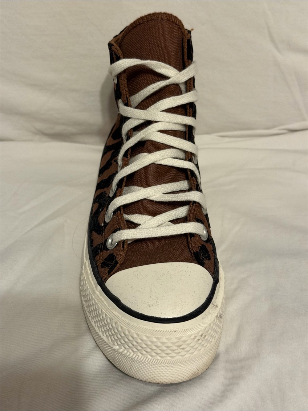 Converse Brown Leopard High-Top Sneaker with White Laces